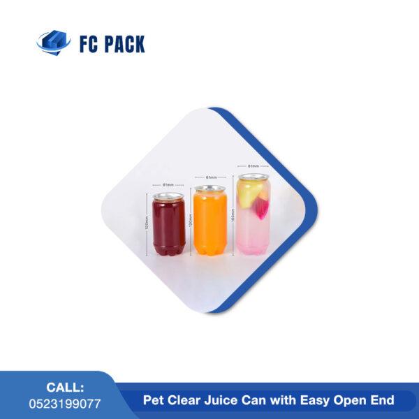 Pet Clear Juice Can with Easy Open End In Dubai