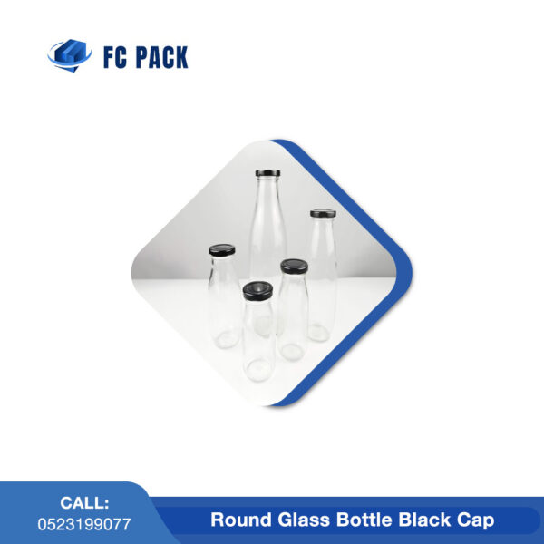 Round Glass Bottle Black Cap In Dubai